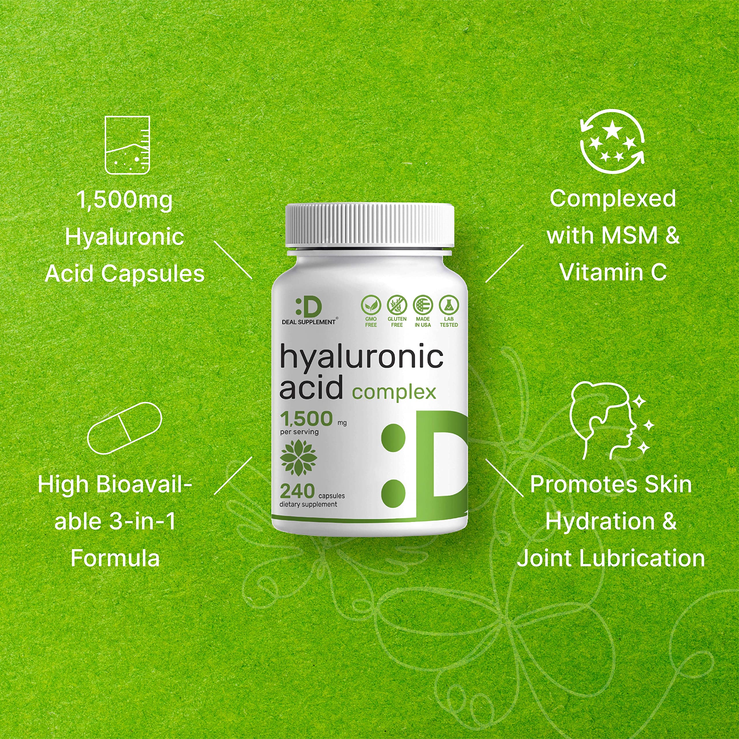 DEAL SUPPLEMENT Hyaluronic Acid 3-in-1 Capsules with measuring spoon