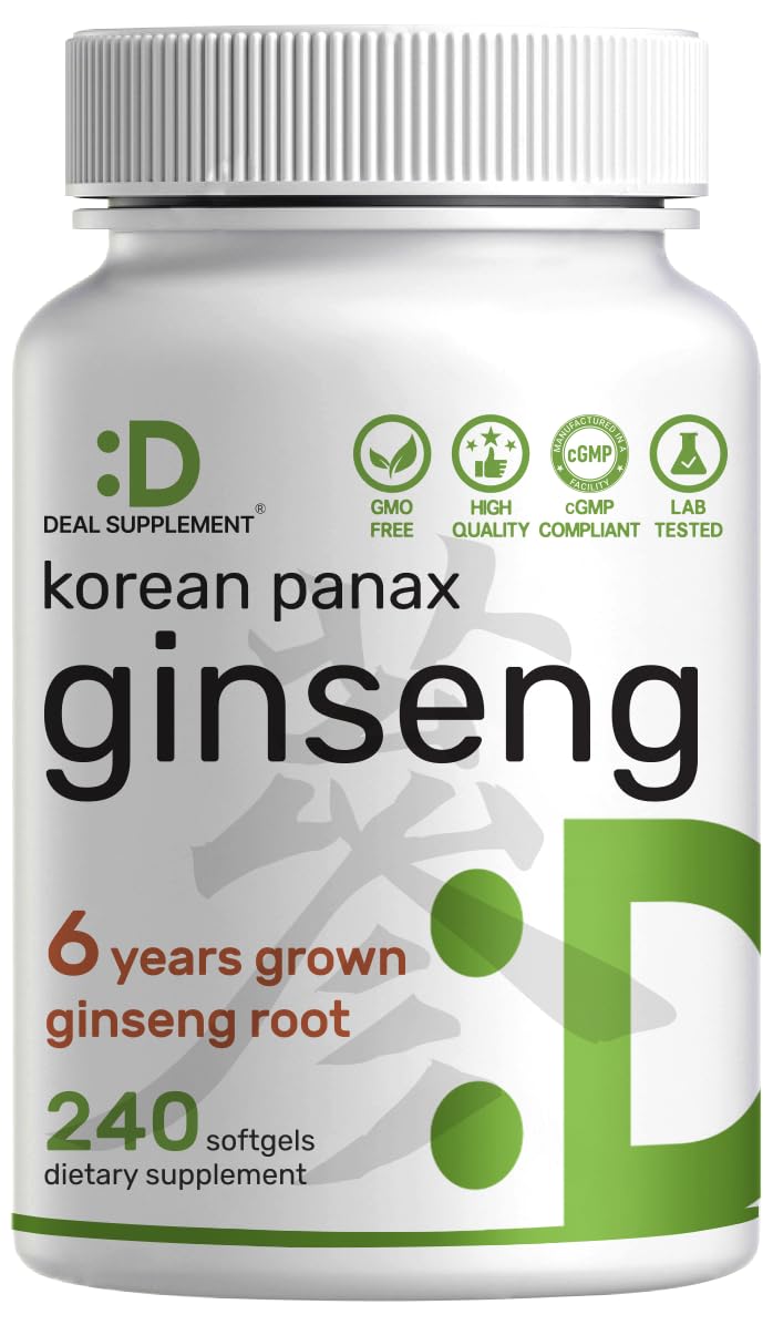 DEAL SUPPLEMENT Korean Red Panax Ginseng Softgels bottle front view