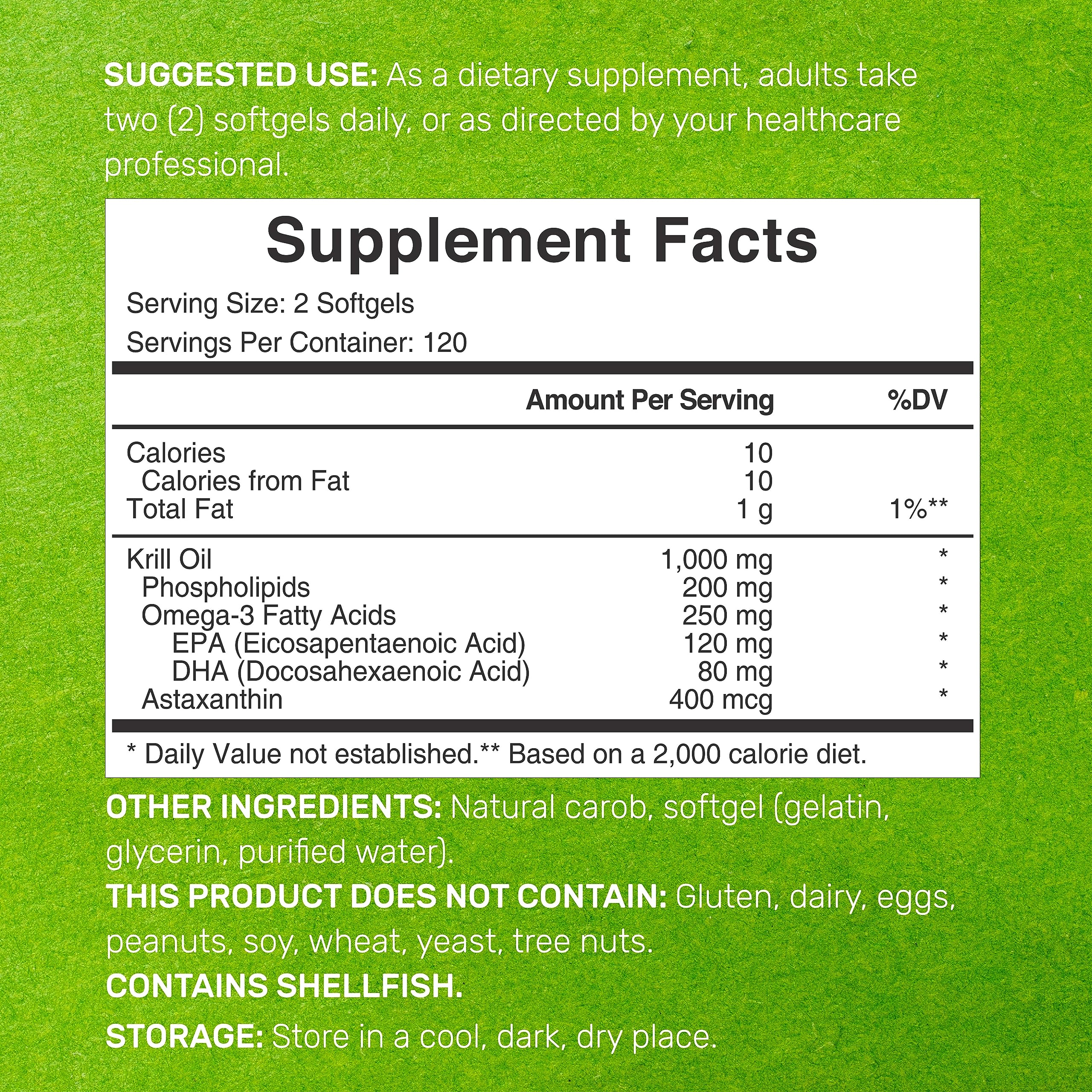 DEAL SUPPLEMENT Krill Oil Softgels 1000mg back view