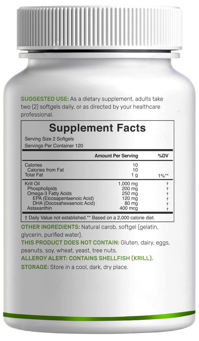 DEAL SUPPLEMENT Krill Oil Softgels 1000mg nutritional information