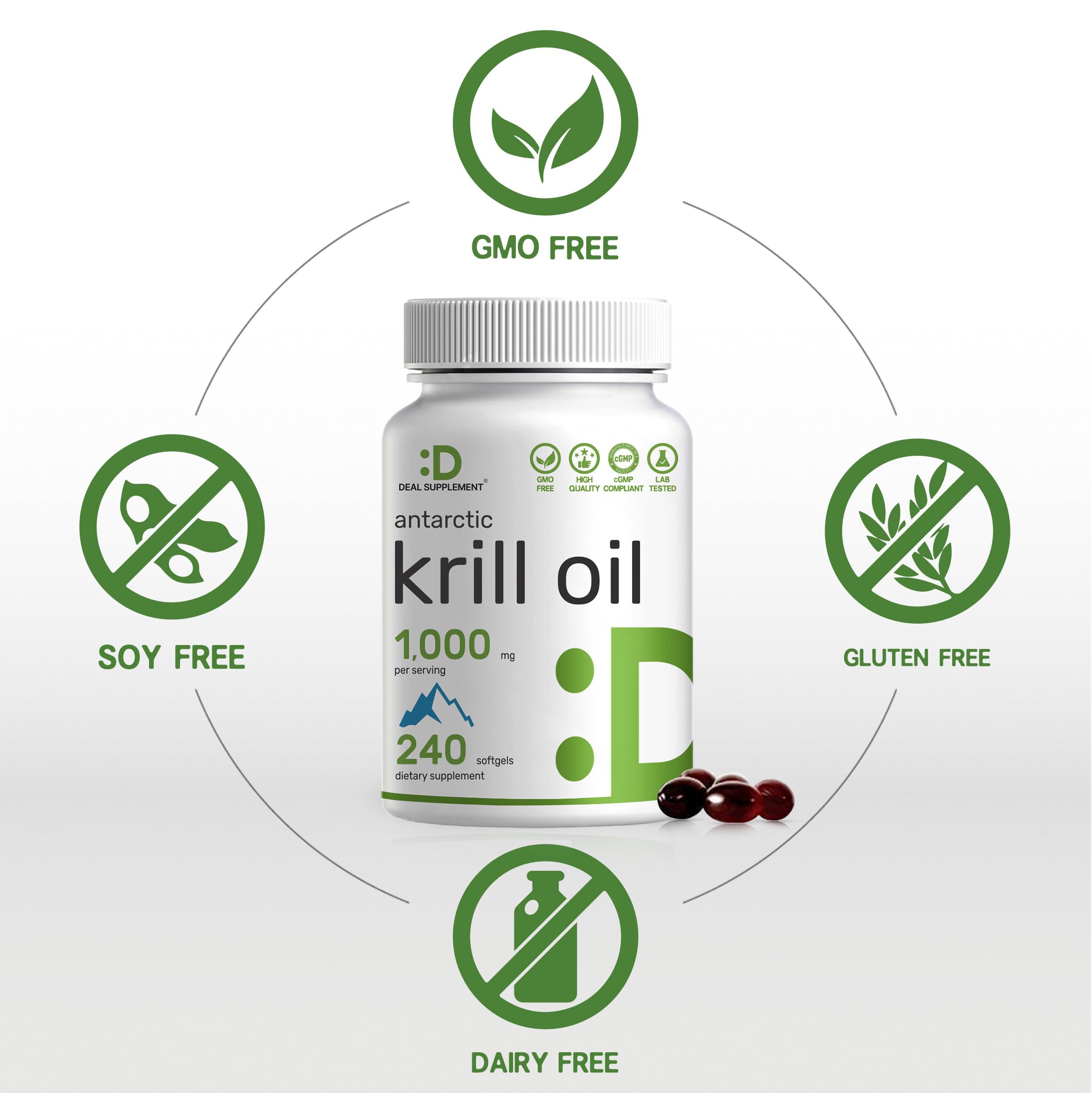 DEAL SUPPLEMENT Krill Oil Softgels 1000mg side view
