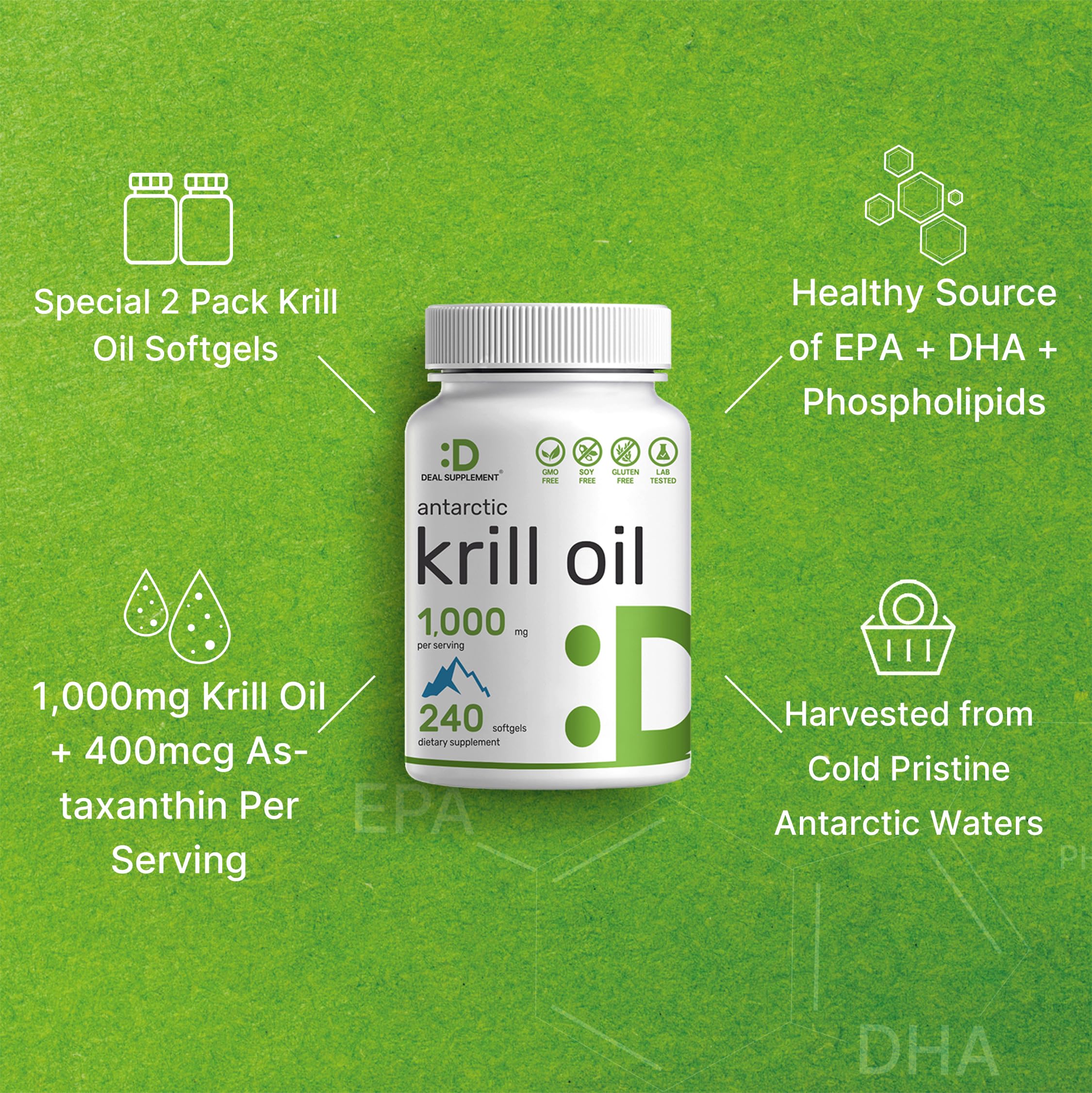 DEAL SUPPLEMENT Krill Oil Softgels 1000mg softgel close-up