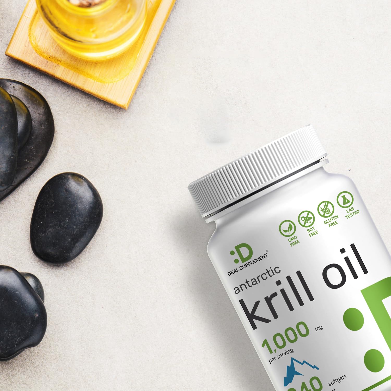 DEAL SUPPLEMENT Krill Oil Softgels 1000mg with a measuring spoon