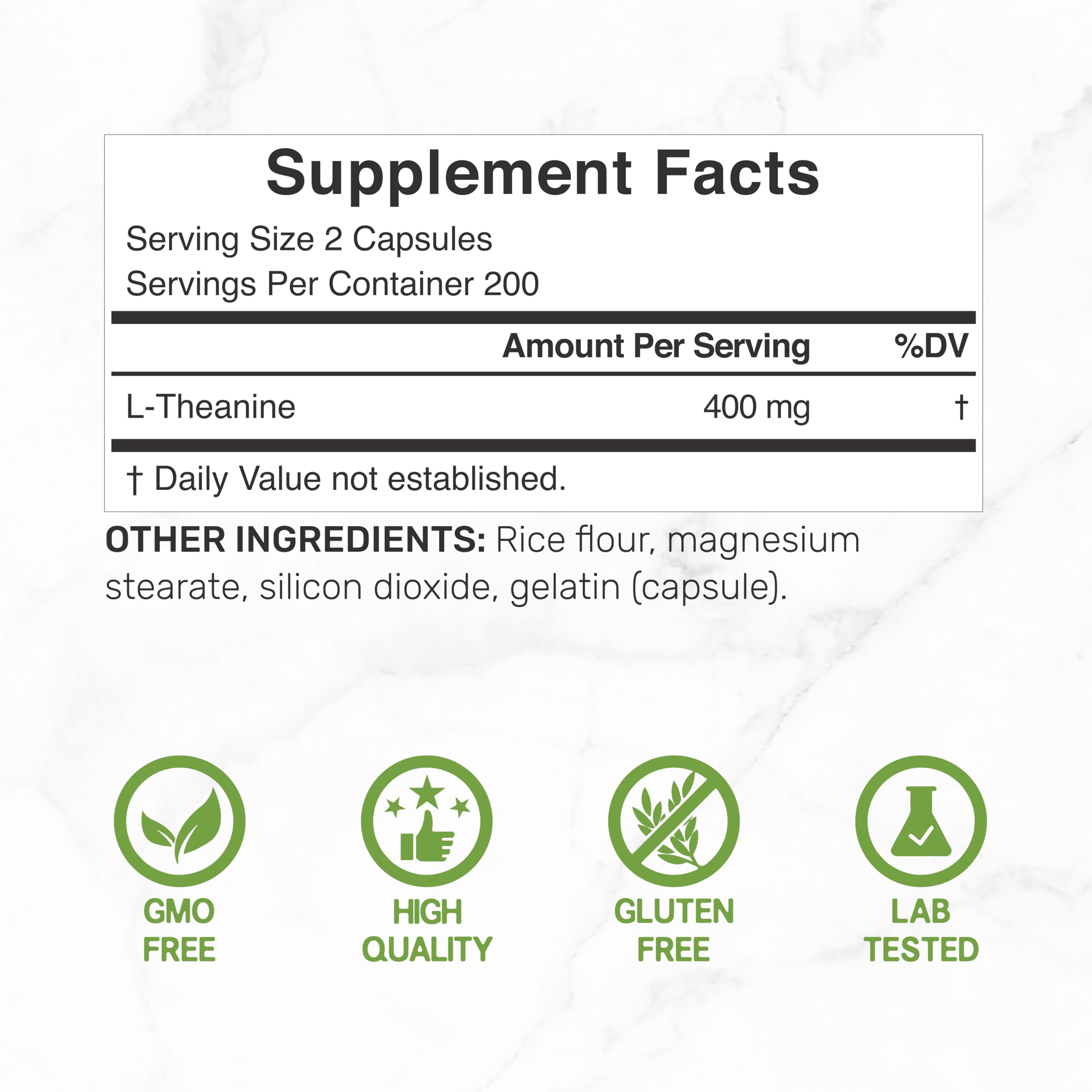DEAL SUPPLEMENT L-Theanine Extra Strength 400mg capsules side view