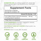 DEAL SUPPLEMENT Lion's Mane Mushroom Capsules back view