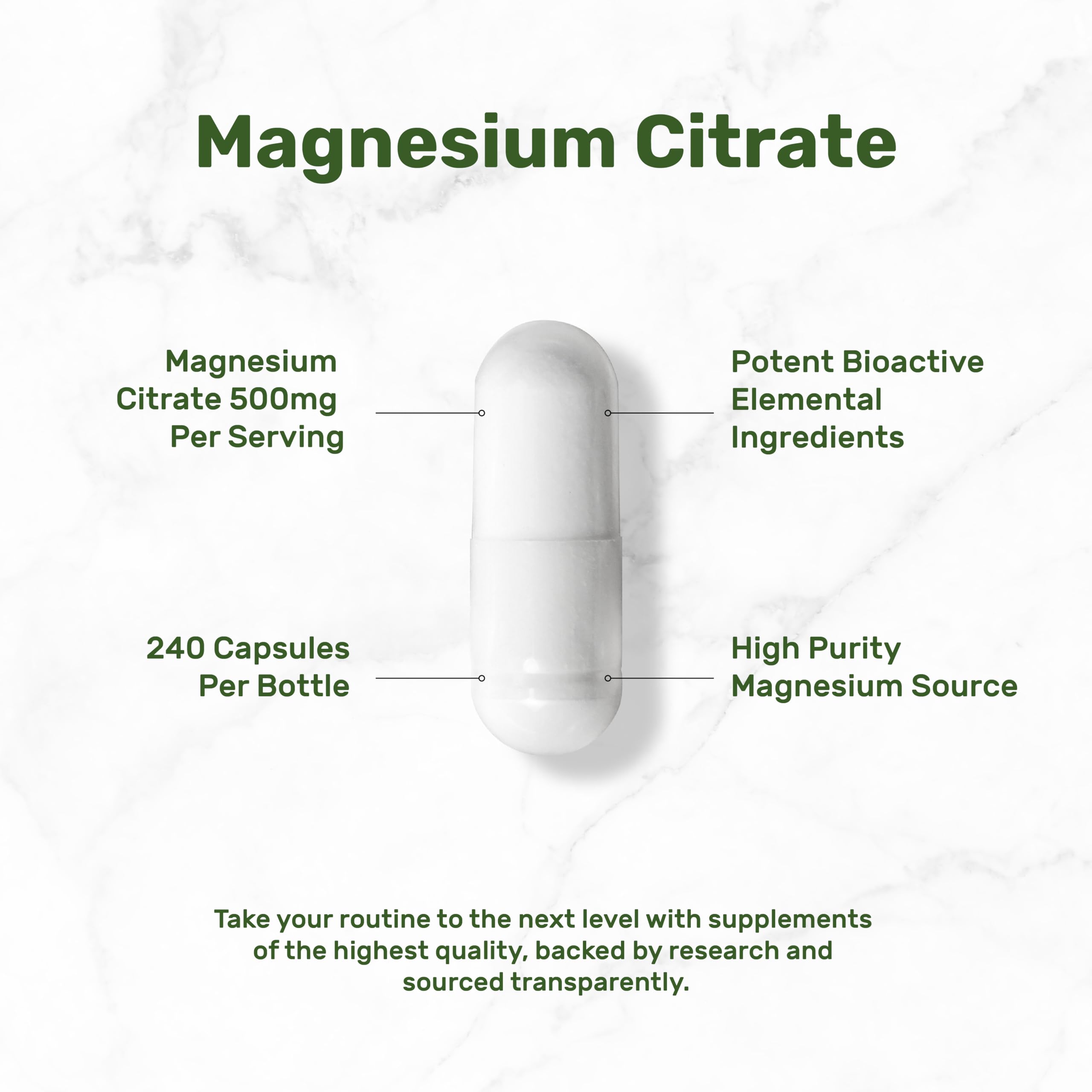 DEAL SUPPLEMENT Magnesium Citrate Capsules 500mg bottle with label