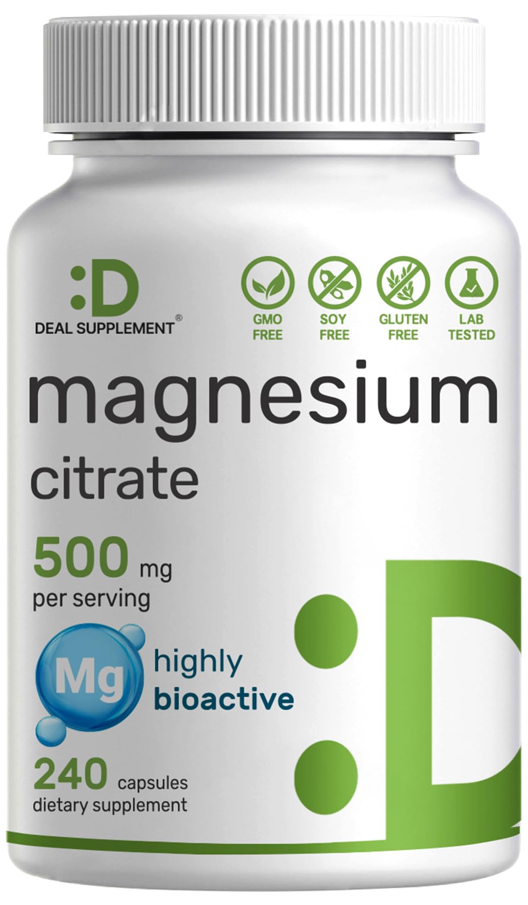 DEAL SUPPLEMENT Magnesium Citrate Capsules 500mg front view