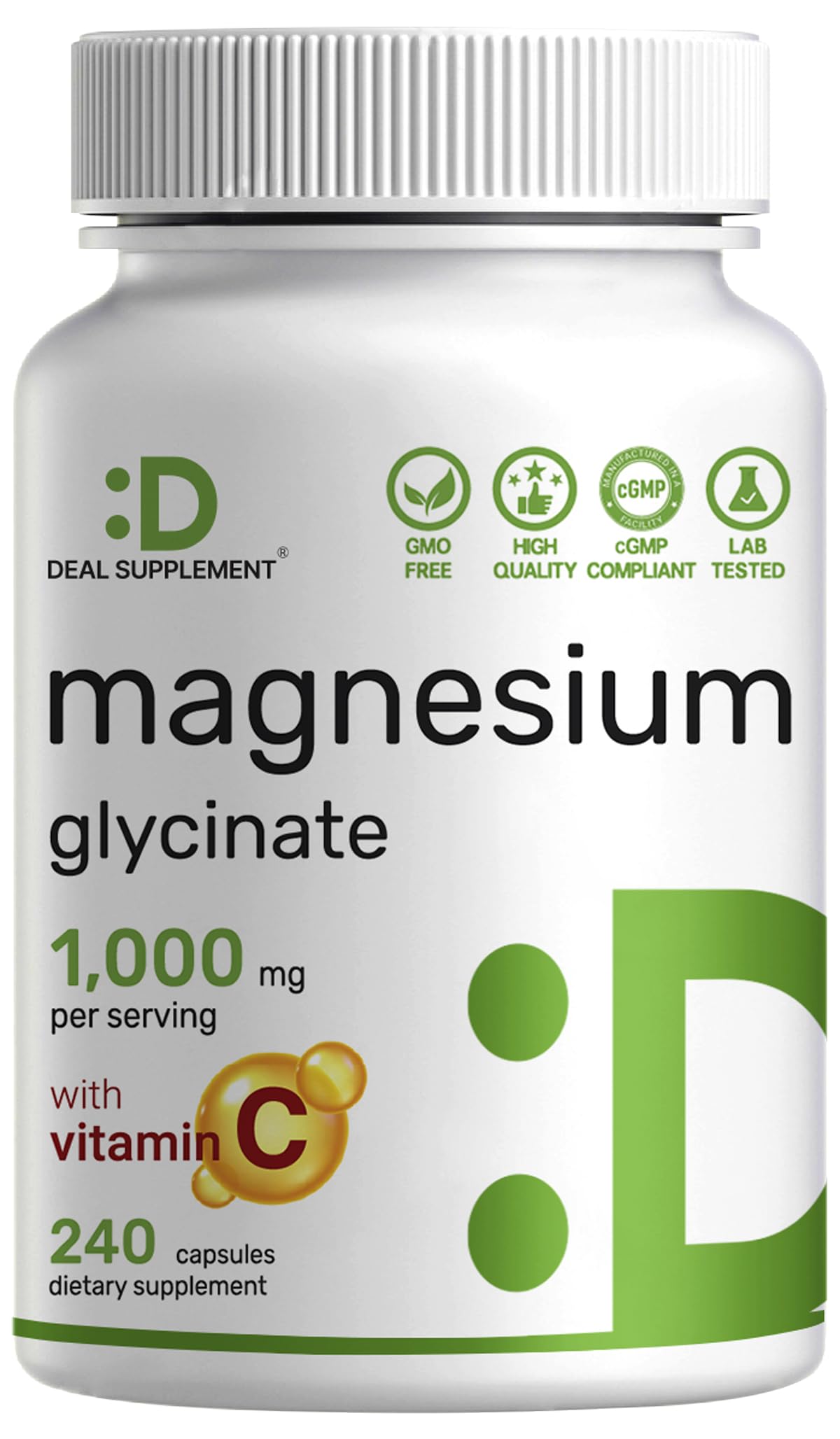 DEAL SUPPLEMENT Magnesium Glycinate Capsules 1000mg front view