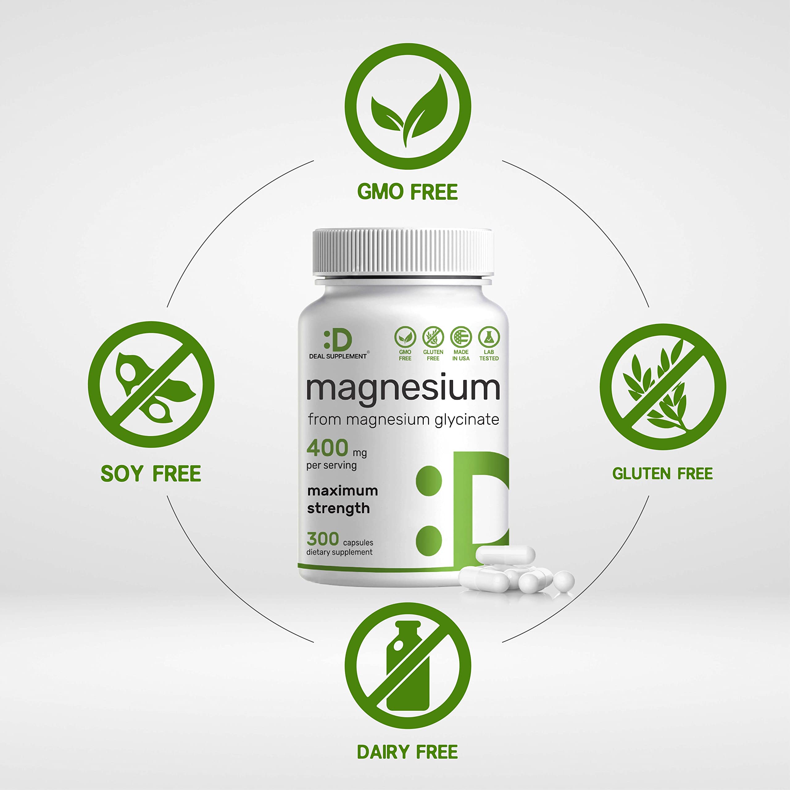 DEAL SUPPLEMENT Magnesium Glycinate Capsules 400mg close-up of capsules