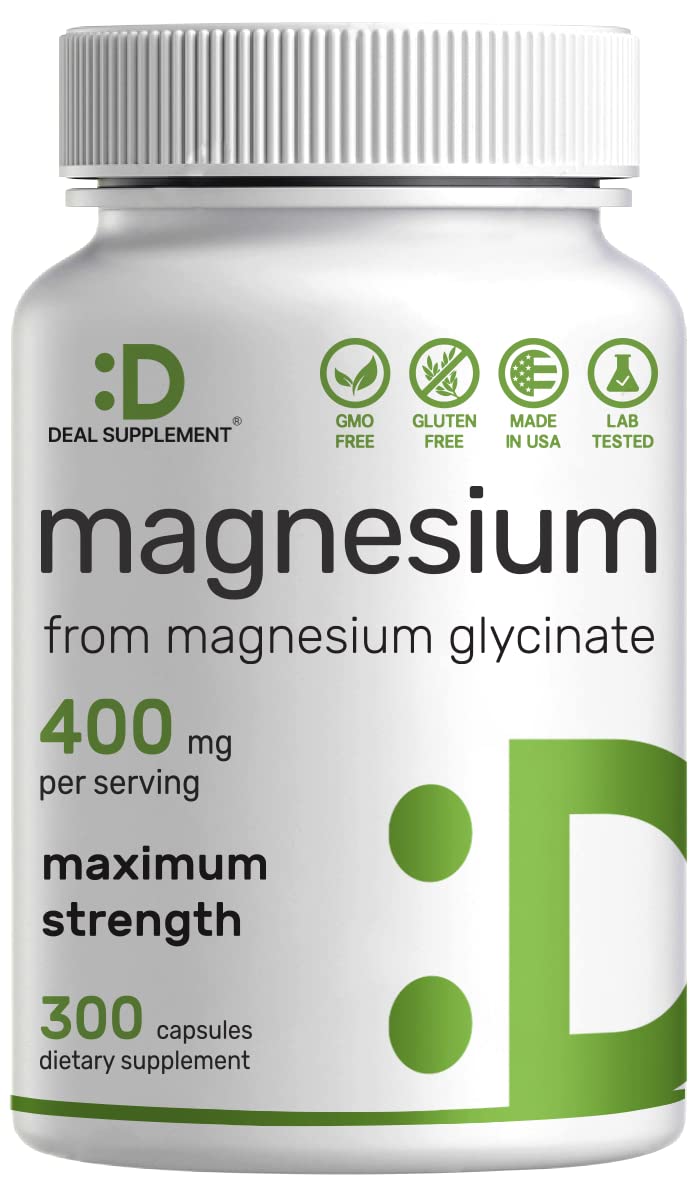 DEAL SUPPLEMENT Magnesium Glycinate Capsules 400mg front view