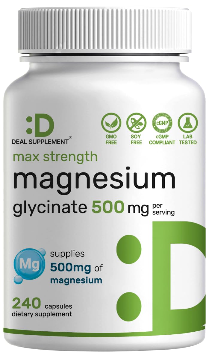 DEAL SUPPLEMENT Magnesium Glycinate Capsules 500mg front view
