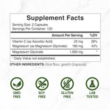DEAL SUPPLEMENT Magnesium Glycinate Capsules bottle side view