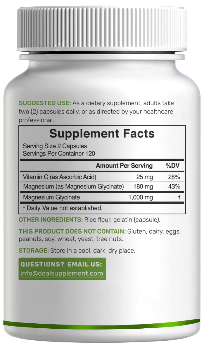 DEAL SUPPLEMENT Magnesium Glycinate Capsules on a wooden table
