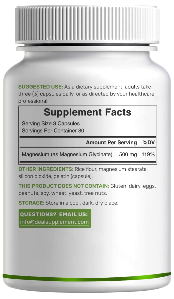DEAL SUPPLEMENT Magnesium Glycinate capsules with measuring spoon