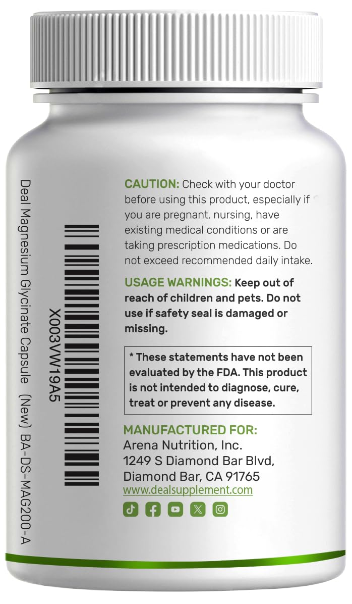 DEAL SUPPLEMENT Magnesium Glycinate Capsules with measuring spoon