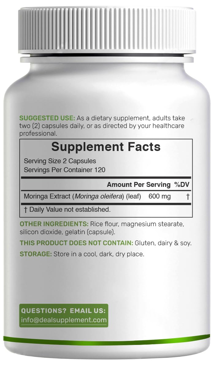 DEAL SUPPLEMENT Moringa Capsules 240 Capsules packaging details