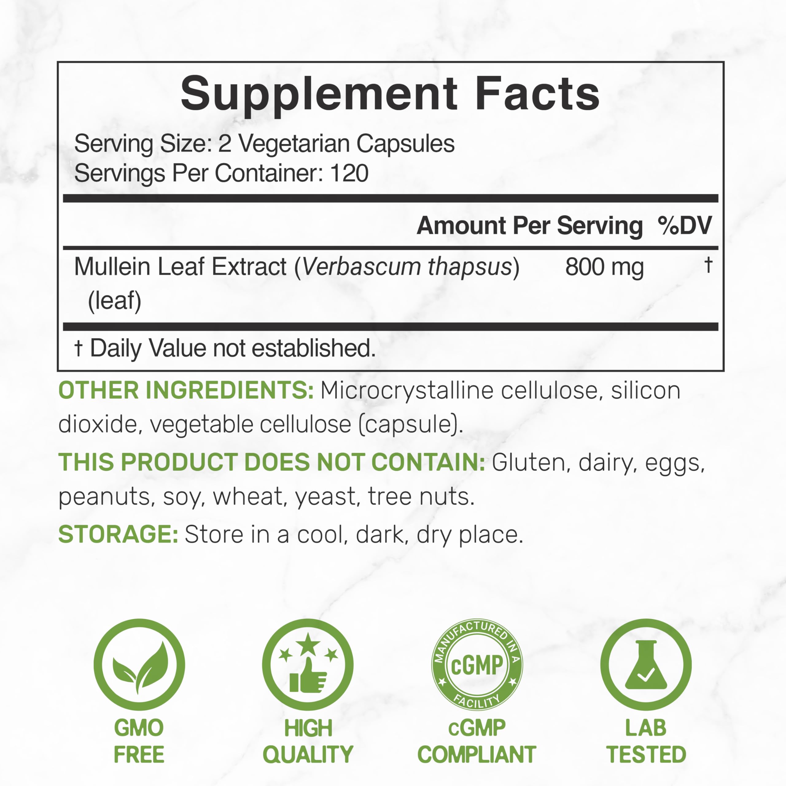 DEAL SUPPLEMENT Mullein Leaf Extract bottle side view