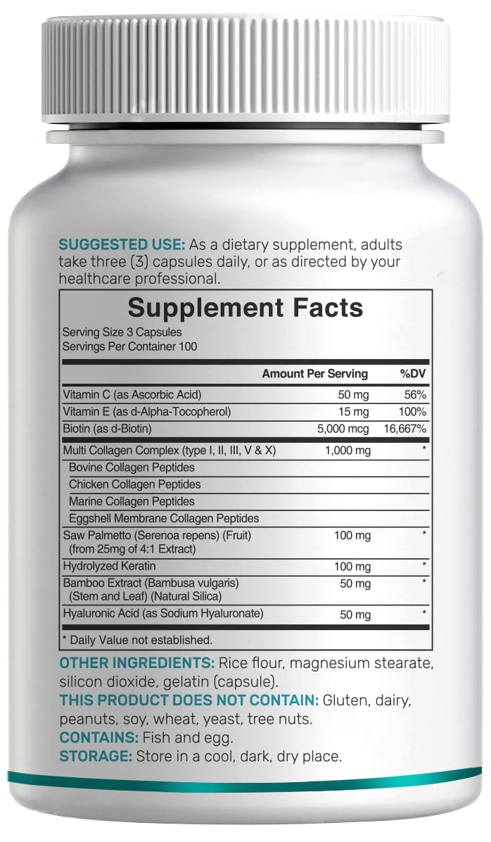 DEAL SUPPLEMENT Multi Collagen Peptide Capsules back view showing ingredients