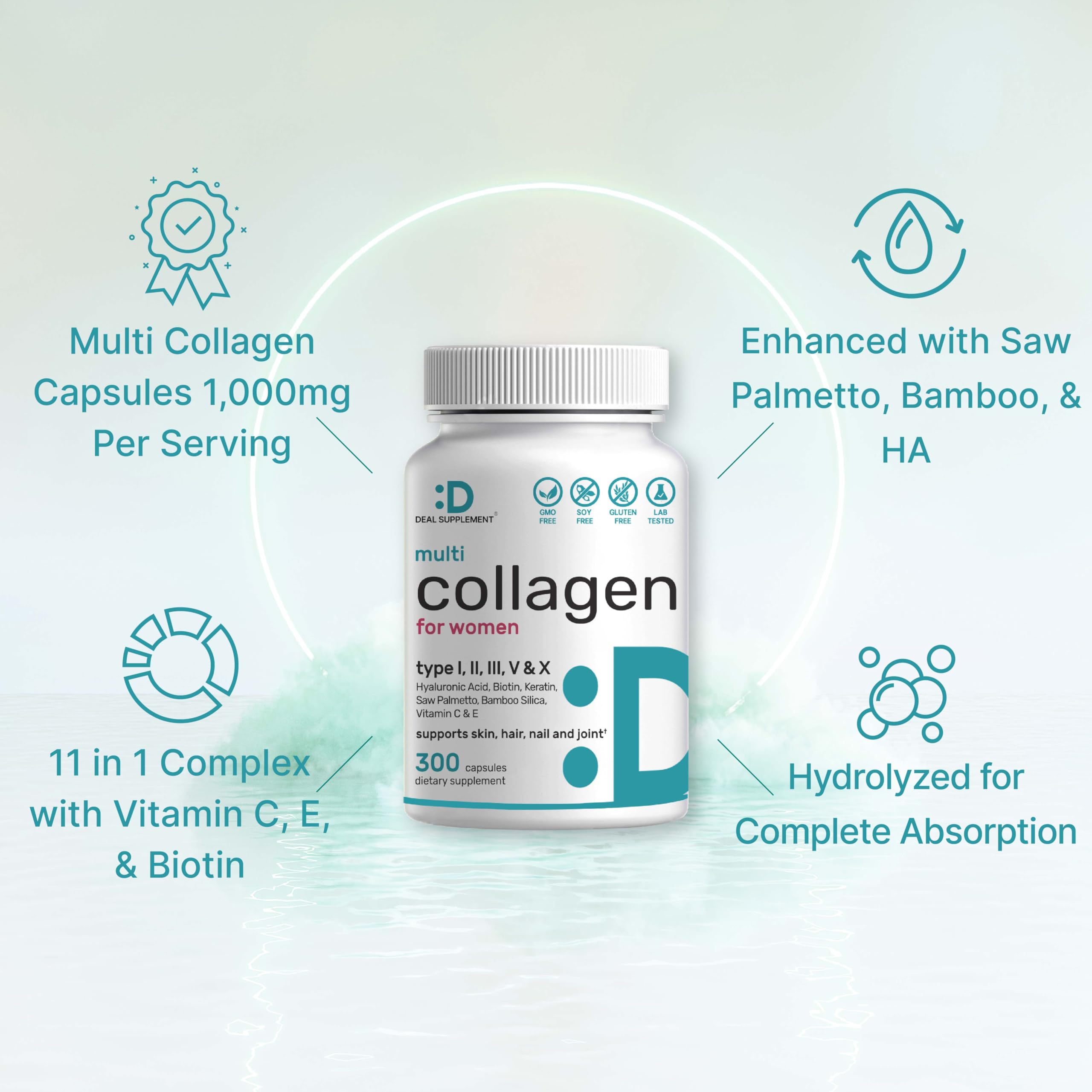 DEAL SUPPLEMENT Multi Collagen Peptide Capsules with measuring spoon