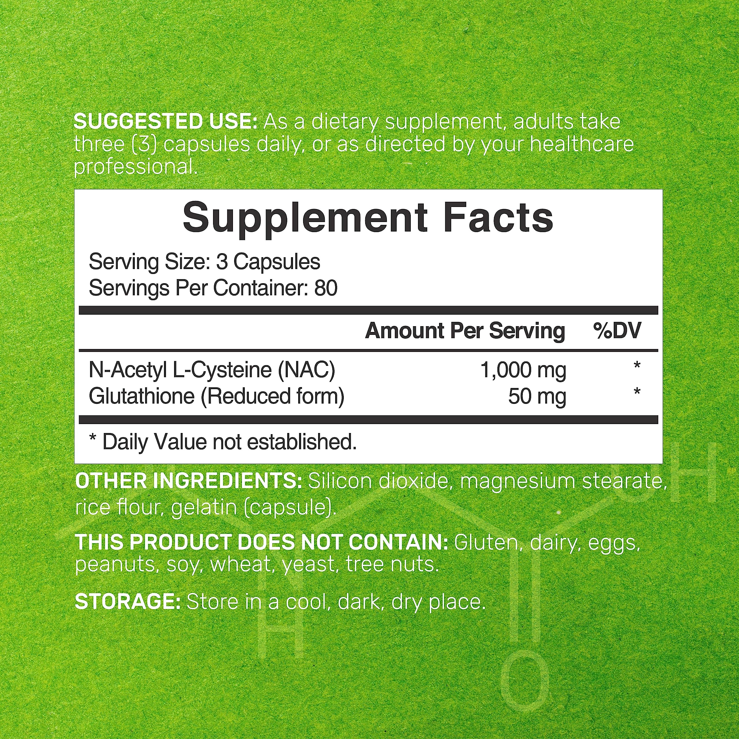 DEAL SUPPLEMENT N-Acetyl Cysteine NAC 1000mg back view