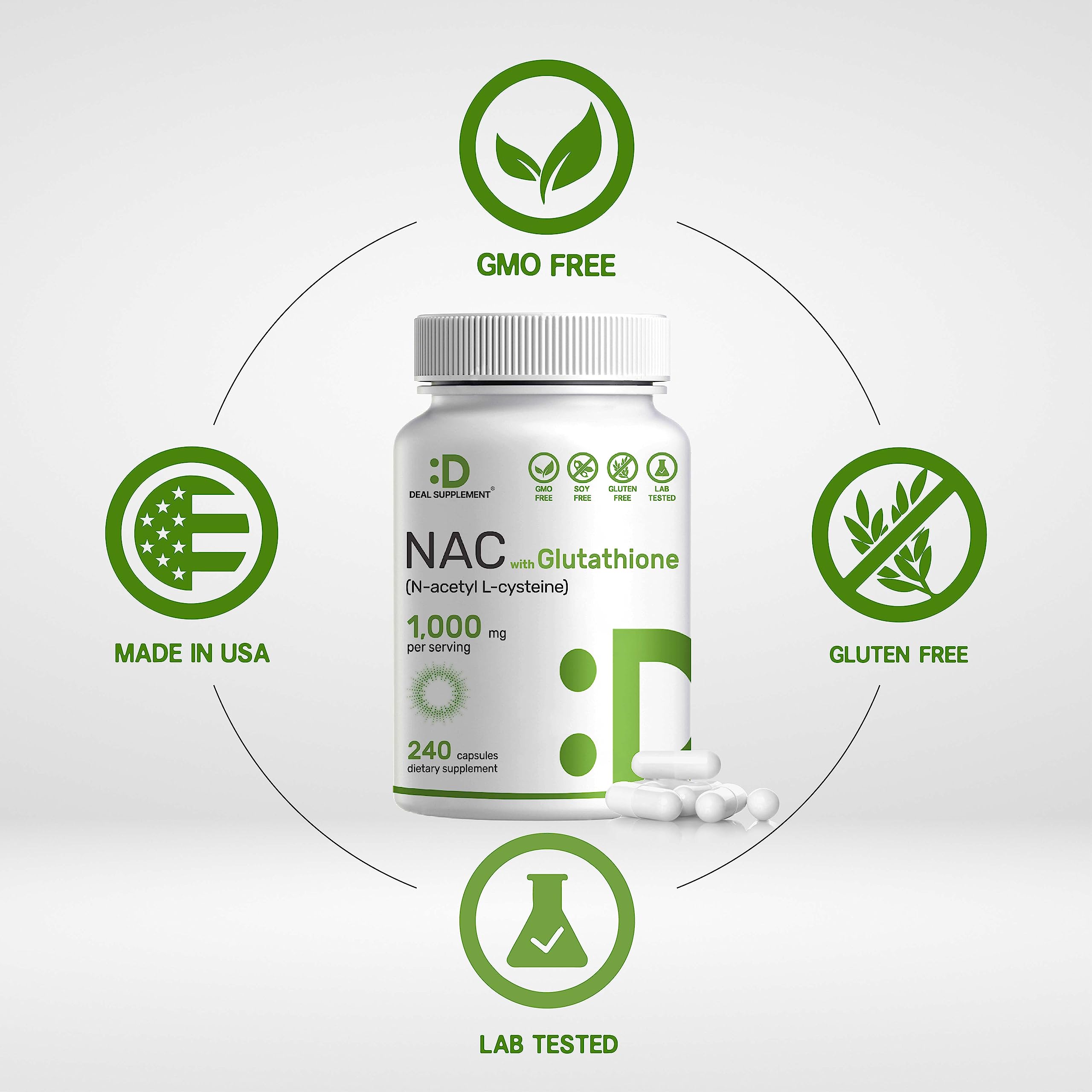 DEAL SUPPLEMENT N-Acetyl Cysteine NAC 1000mg side view