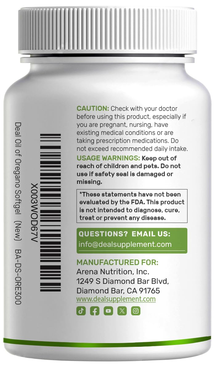 DEAL SUPPLEMENT Oil of Oregano Softgels on a wooden surface