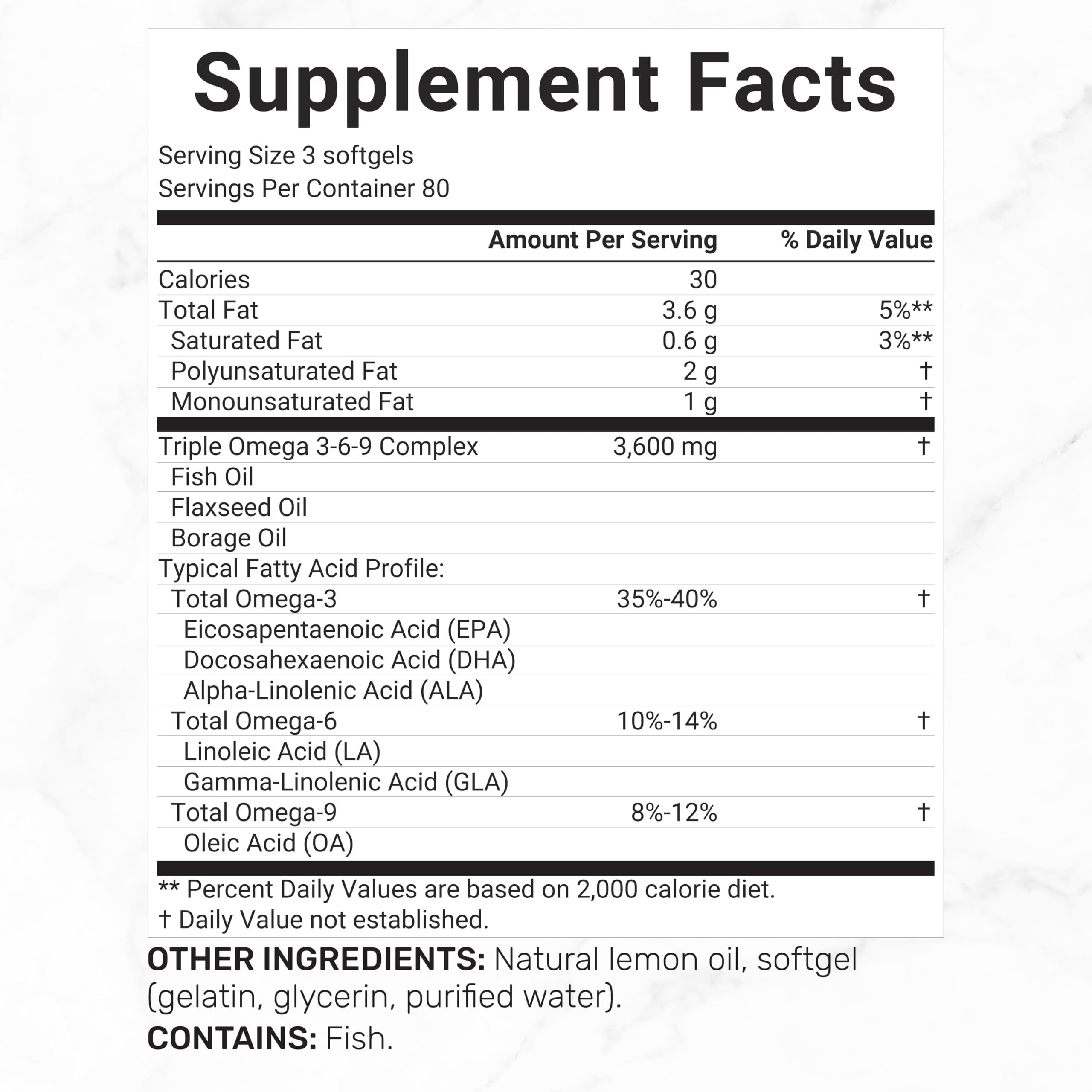 DEAL SUPPLEMENT Omega 3-6-9 softgels bottle with 240 count