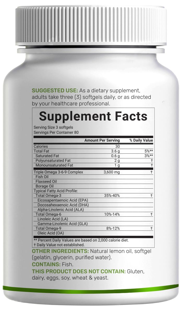 DEAL SUPPLEMENT Omega 3-6-9 softgels nutritional information