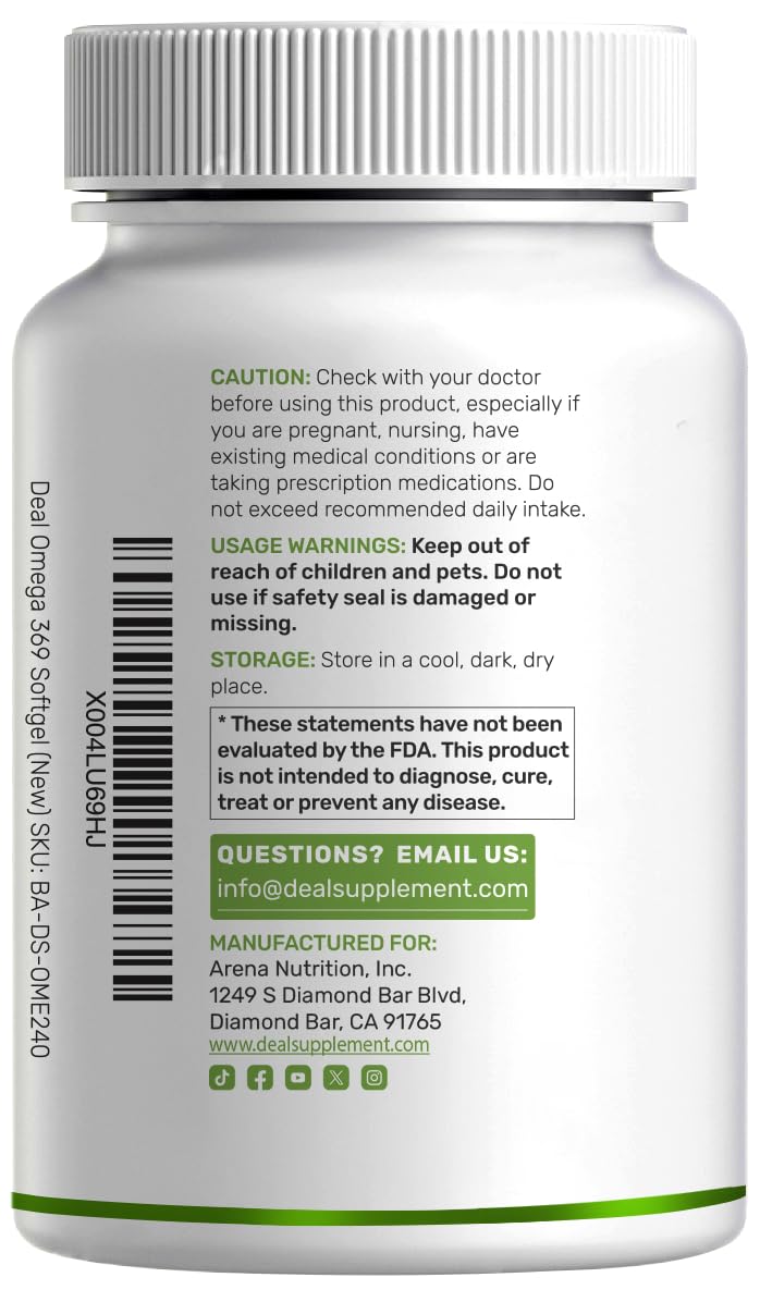DEAL SUPPLEMENT Omega 3-6-9 softgels packaging details