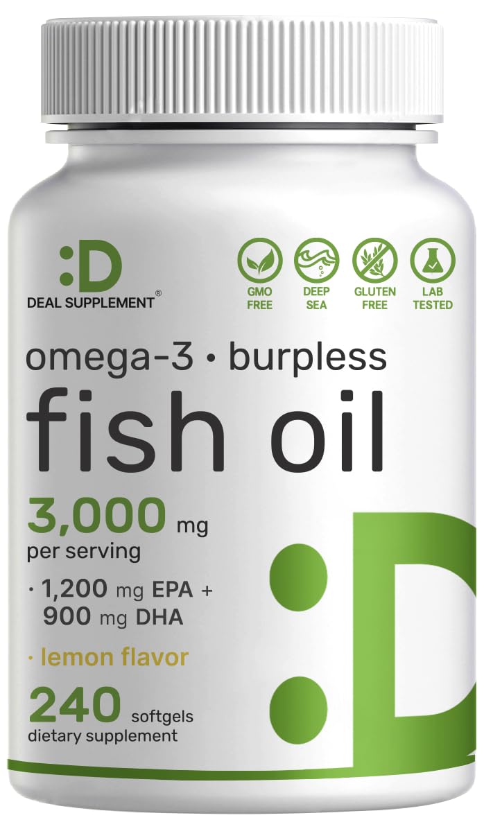 DEAL SUPPLEMENT Omega 3 Fish Oil Softgels bottle front view