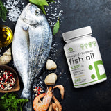 DEAL SUPPLEMENT Omega 3 Fish Oil Softgels displayed in a lifestyle setting