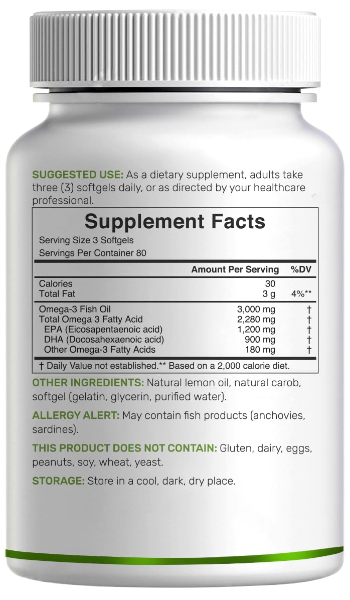 DEAL SUPPLEMENT Omega 3 Fish Oil Softgels showing serving size