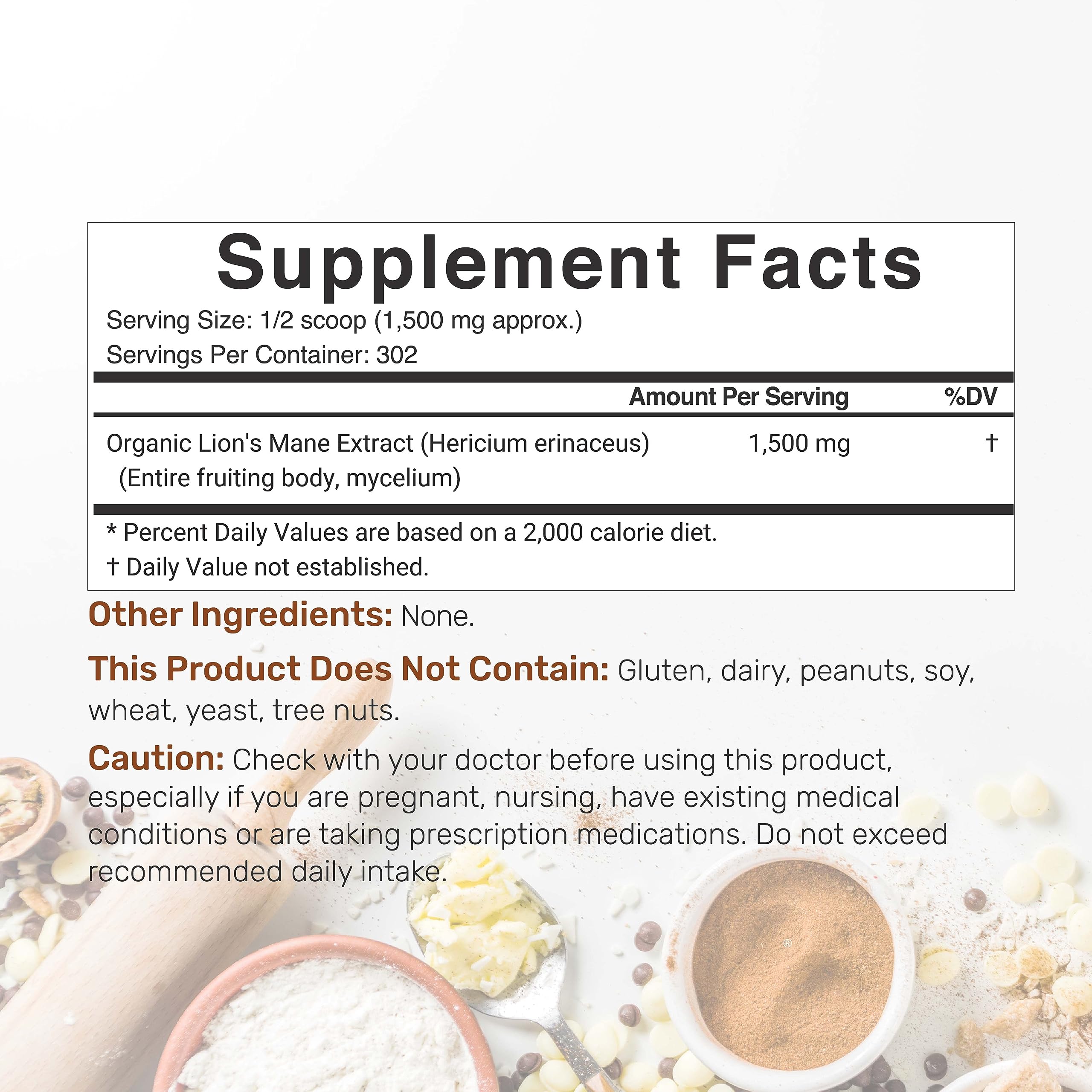 DEAL SUPPLEMENT Organic Lion’s Mane Powder scoop and powder close-up