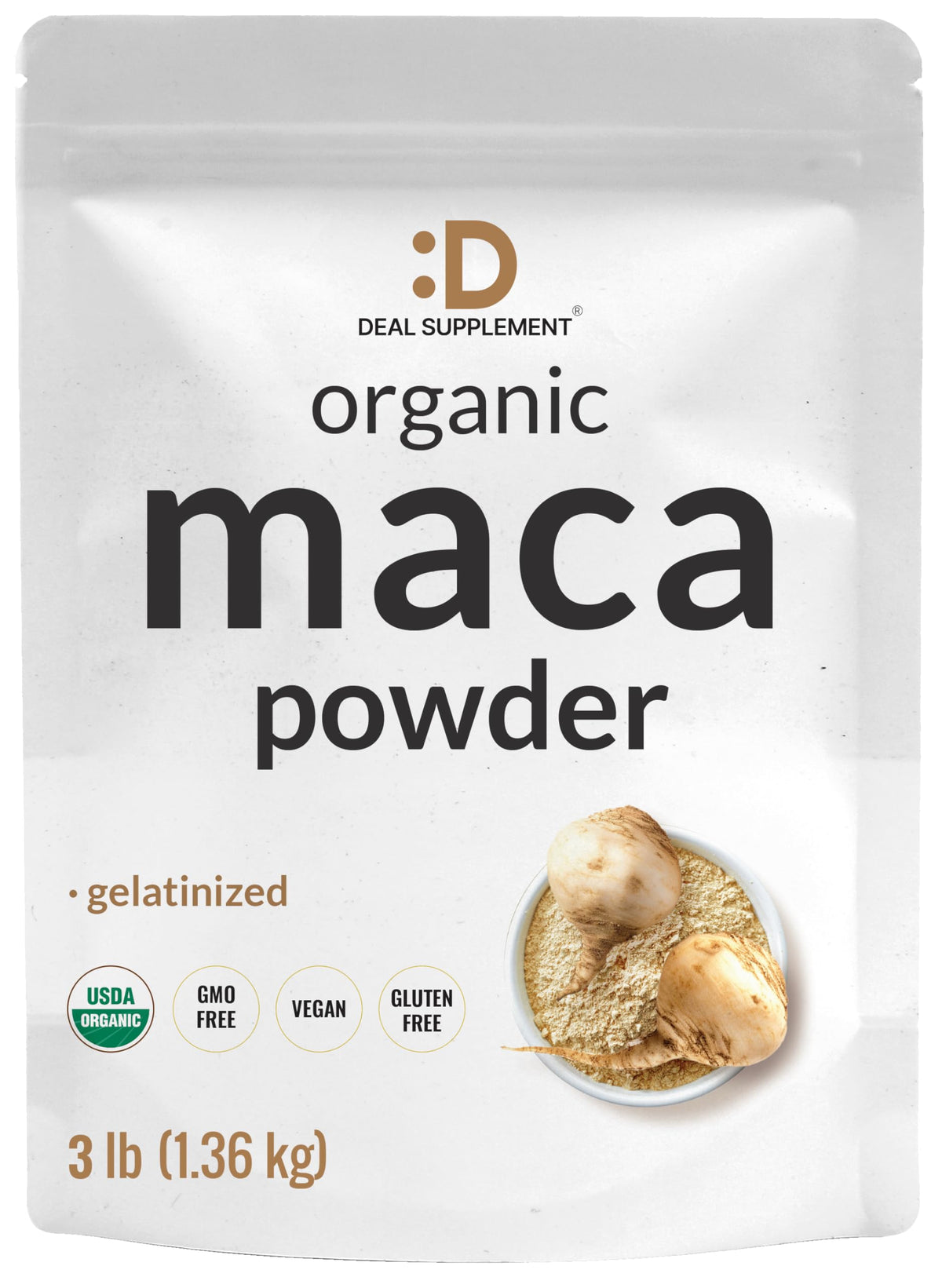 DEAL SUPPLEMENT Organic Maca Root Powder 3lbs front view