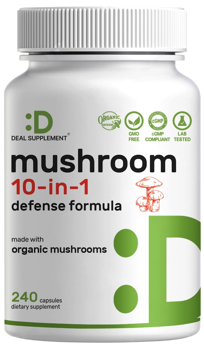 DEAL SUPPLEMENT Organic Mushroom 10-in-1 Blend 240 capsules front view