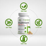DEAL SUPPLEMENT Organic Mushroom 10-in-1 Blend 240 capsules with label details