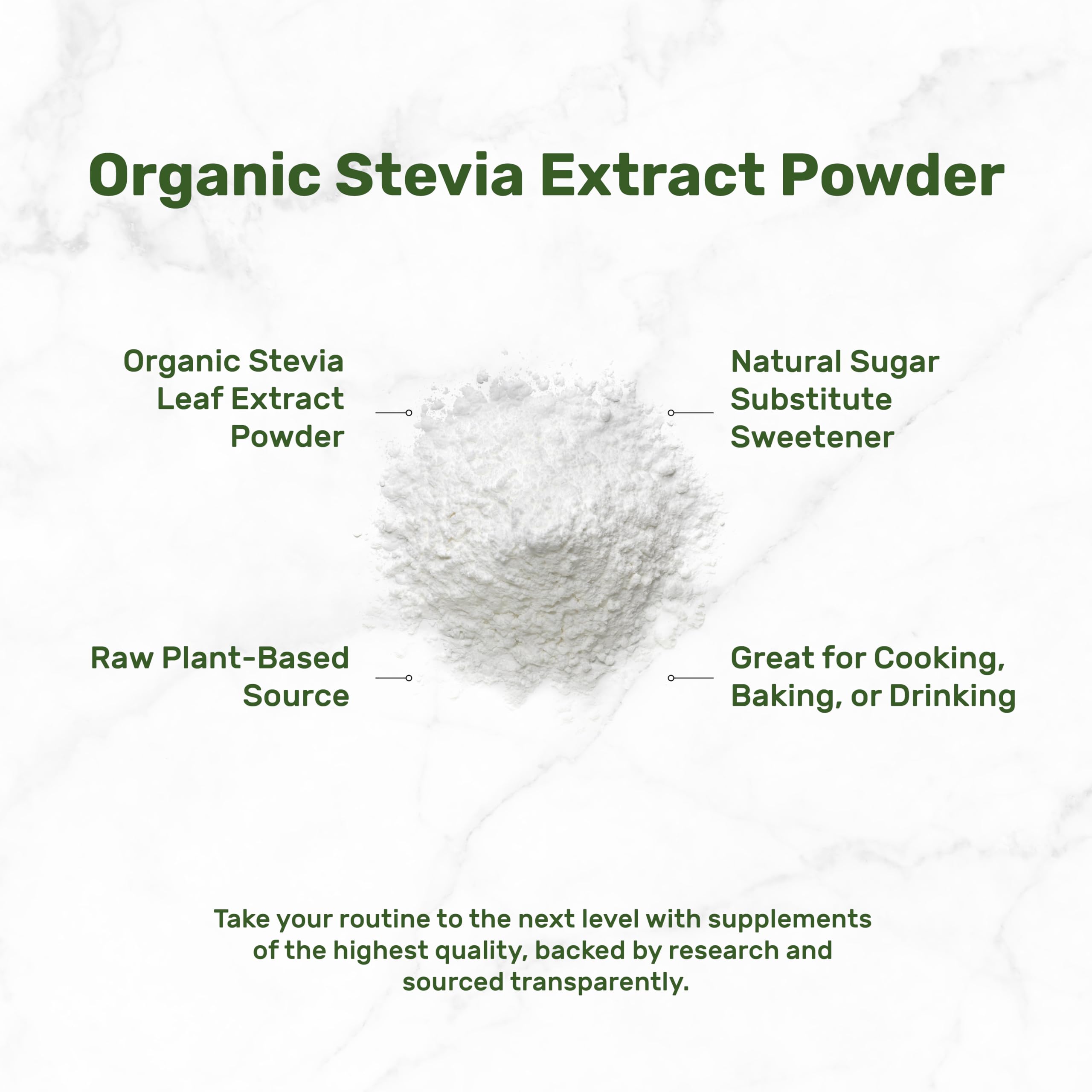DEAL SUPPLEMENT Organic Stevia Extract Powder scoop showing powder