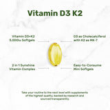 DEAL SUPPLEMENT Vitamin D3 K2 5000iu 100mcg softgel packaging