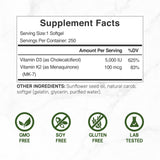 DEAL SUPPLEMENT Vitamin D3 K2 5000iu 100mcg softgel side view