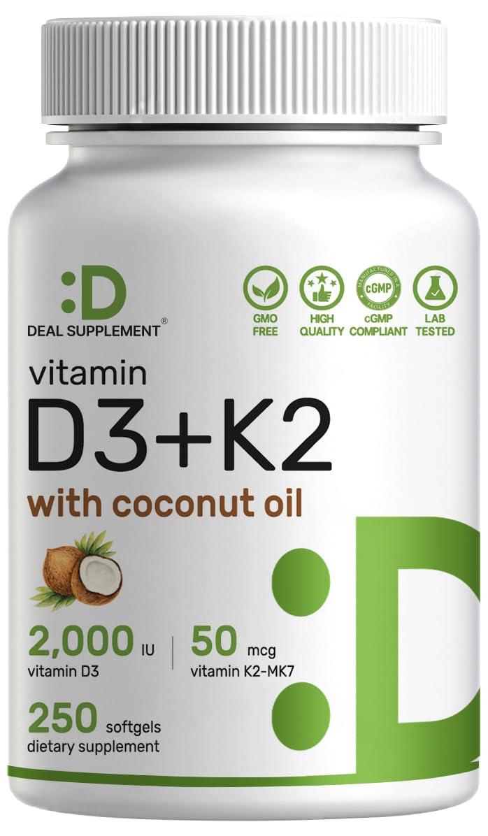 DEAL SUPPLEMENT Vitamin D3 & K2 softgel bottle front view