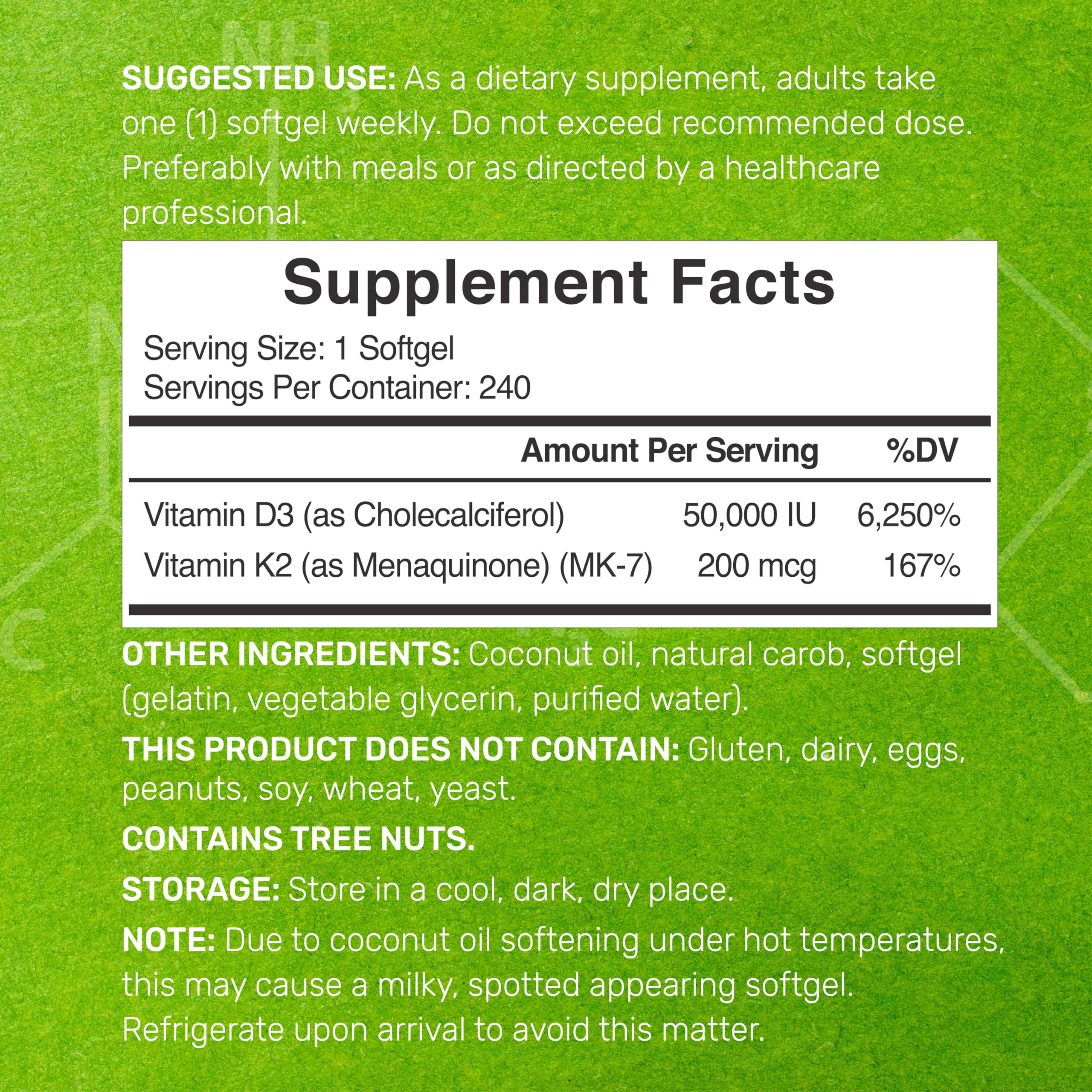DEAL SUPPLEMENT Vitamin D3 & K2 softgel bottle side view