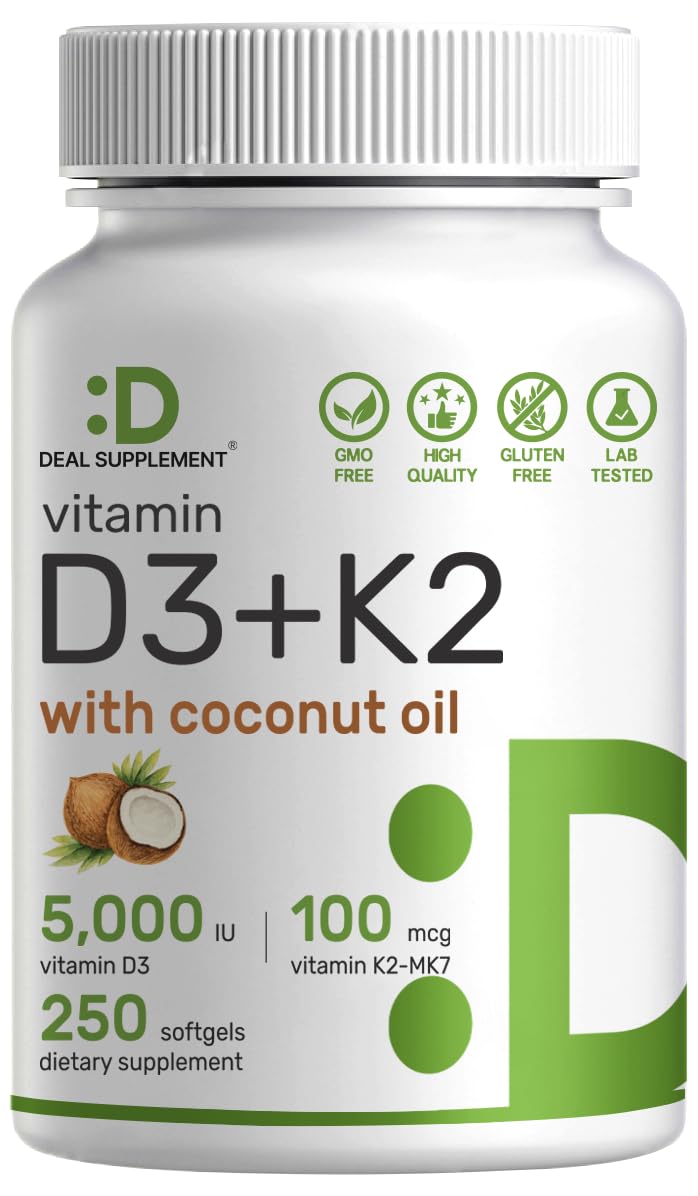 DEAL SUPPLEMENT Vitamin D3 & K2 Softgels bottle front view