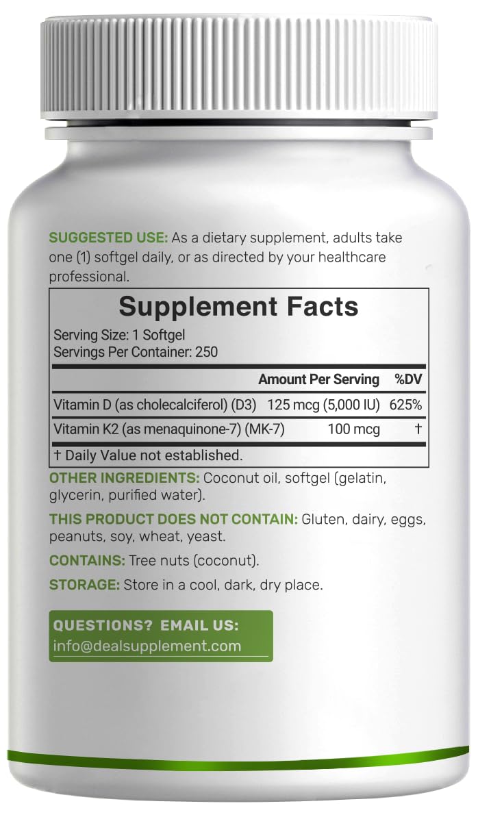 DEAL SUPPLEMENT Vitamin D3 & K2 Softgels ingredients list