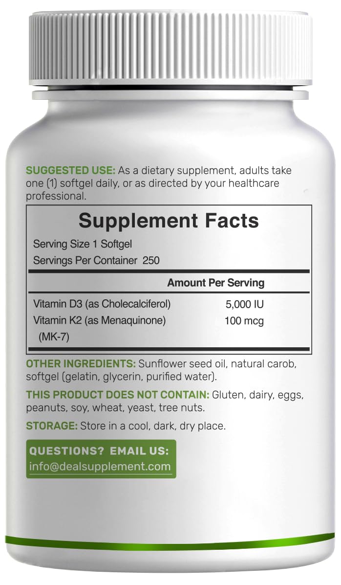 DEAL SUPPLEMENT Vitamin D3 & K2 Softgels mini softgel close-up