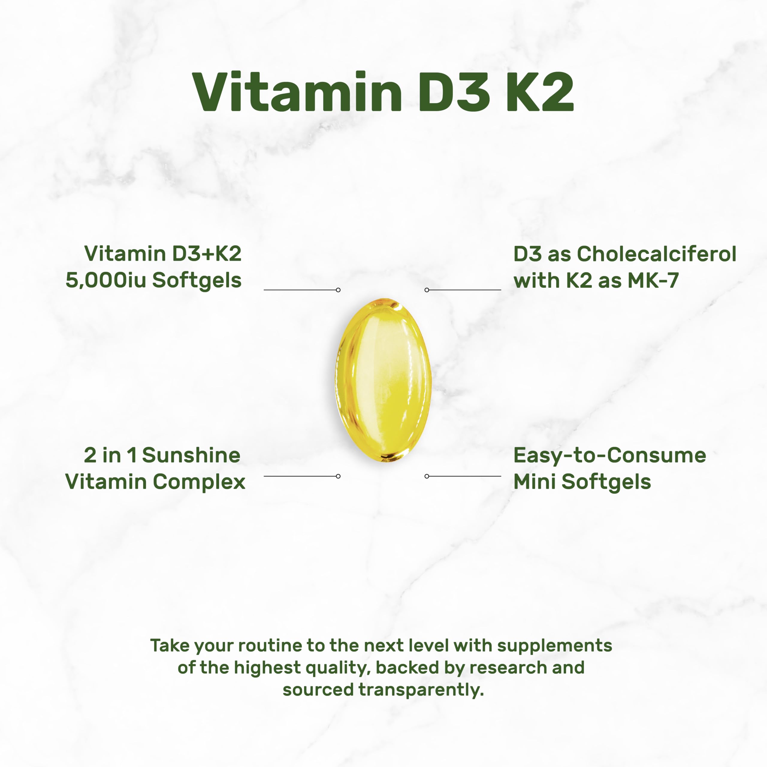 DEAL SUPPLEMENT Vitamin D3 & K2 Softgels side view showing softgel