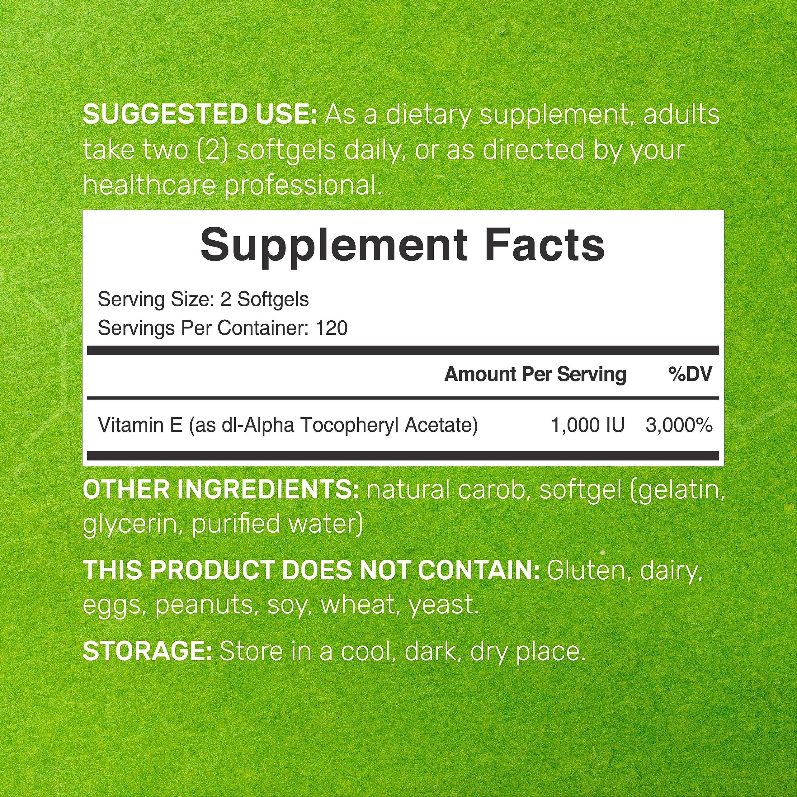 DEAL SUPPLEMENT Vitamin E Softgels 1000iu close-up of softgel