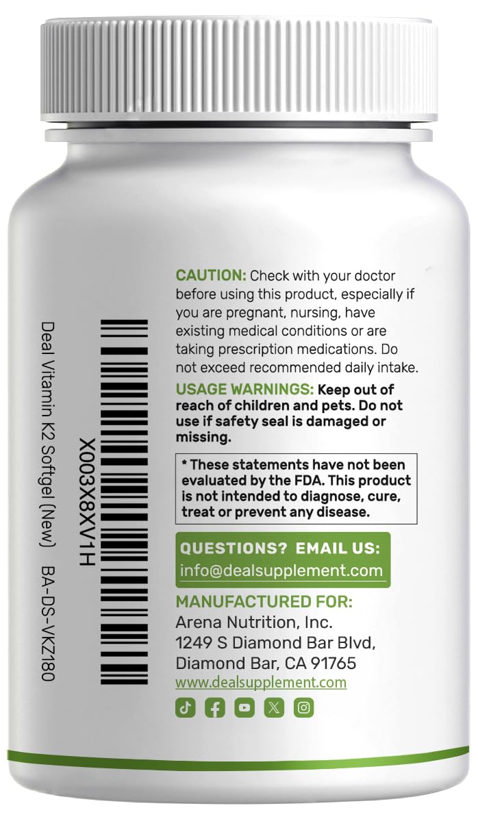 DEAL SUPPLEMENT Vitamin K2 600mcg Softgels packaging