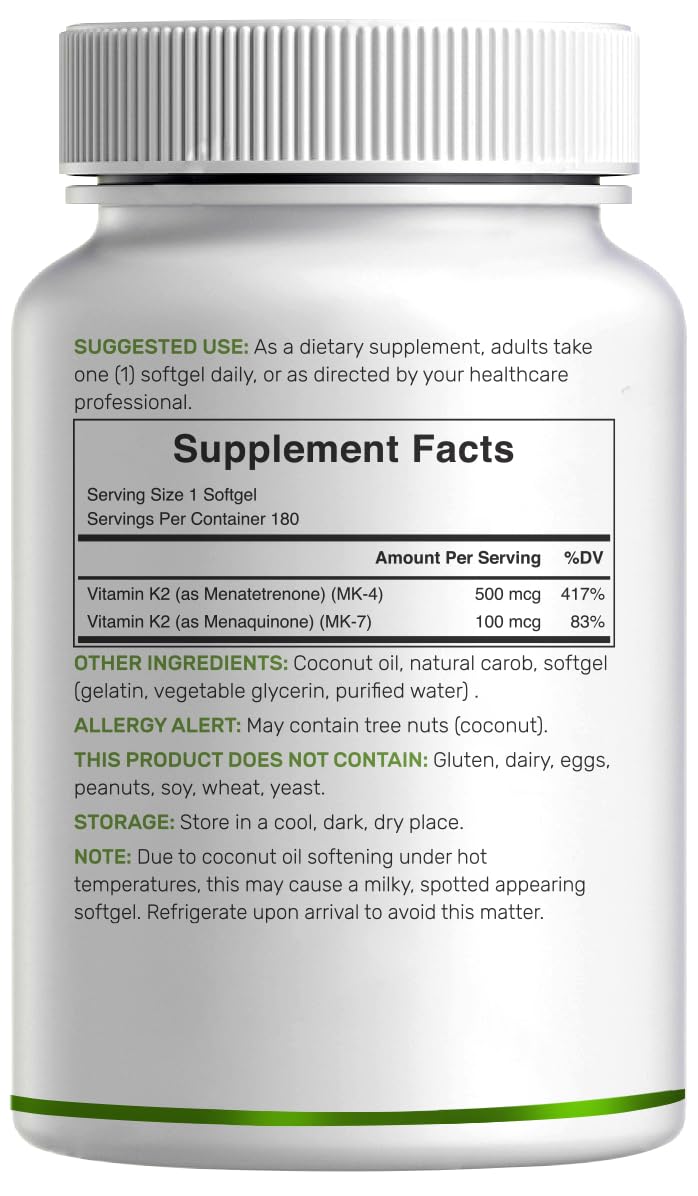DEAL SUPPLEMENT Vitamin K2 600mcg Softgels serving suggestion
