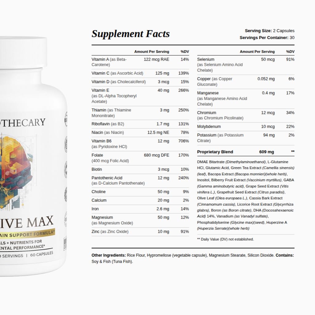 Dear Apothecary Brain Nutrition Capsules back view with ingredient list