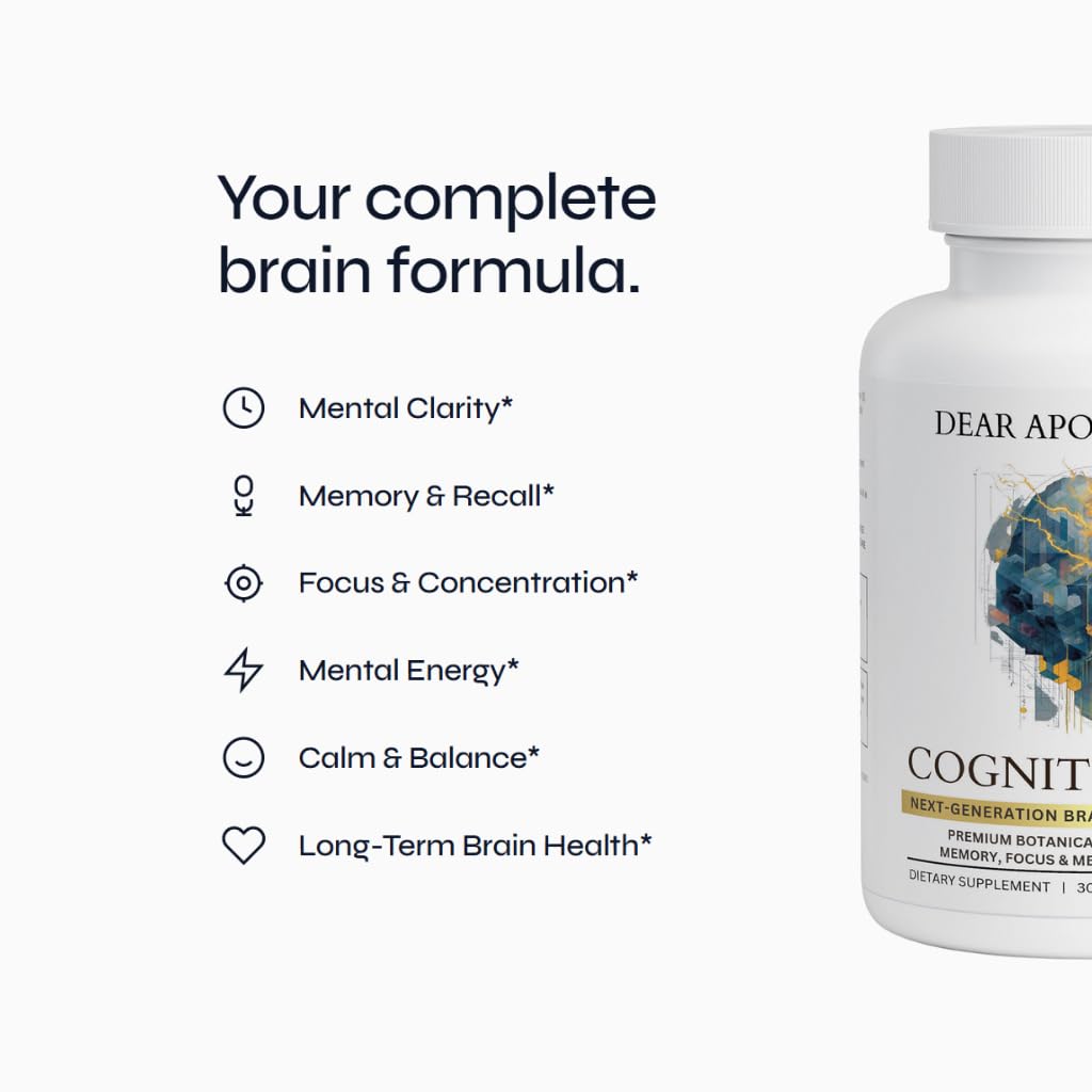 Dear Apothecary Brain Nutrition Capsules side view showing capsule count